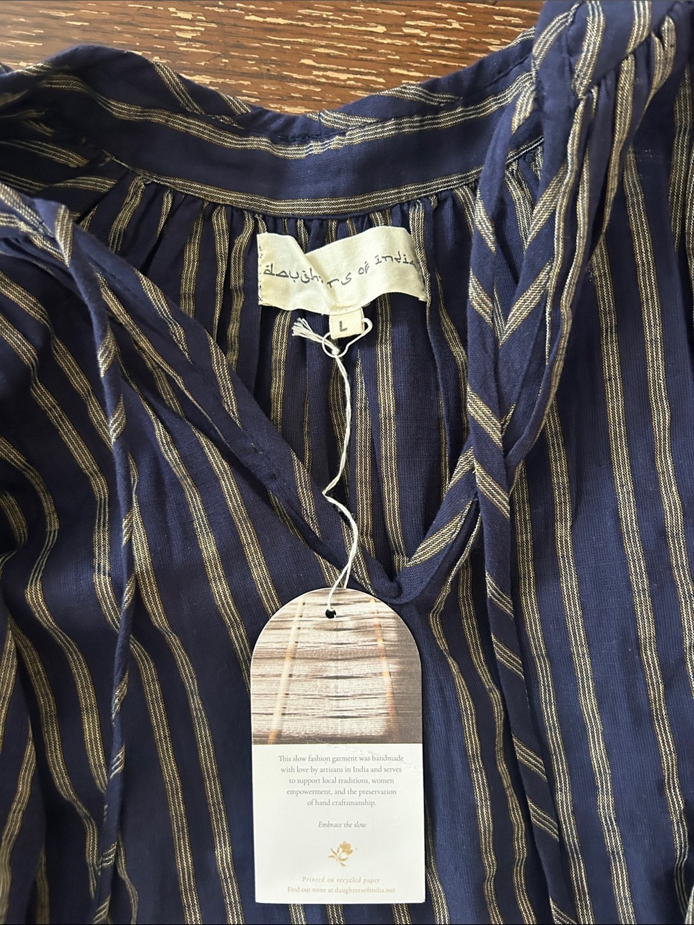 Daughters of India Striped Peasant Blouse - Picture 2 of 3